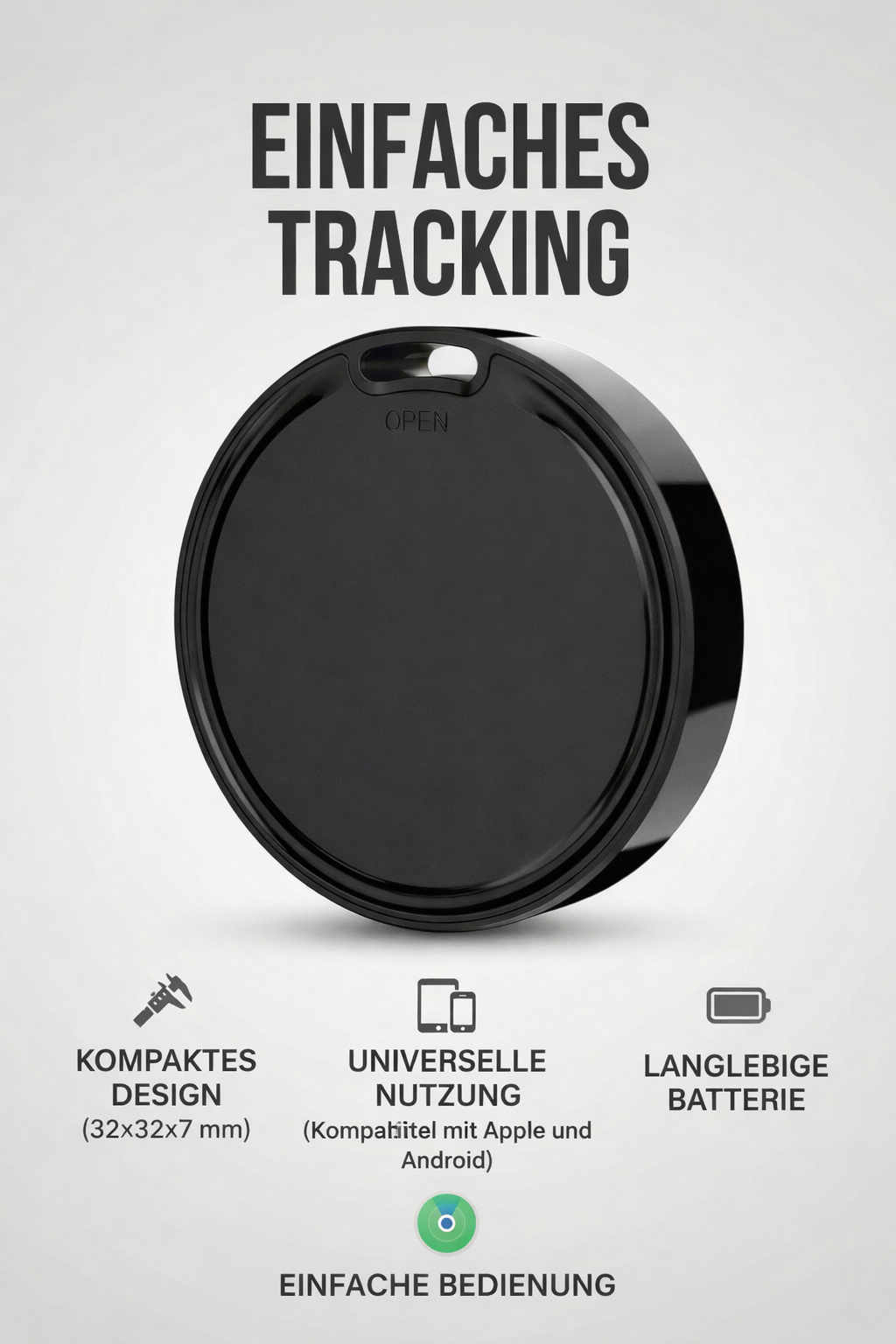 Tracker Smart-Tag – Kompatibel mit Apple „Wo ist?“ & Google „Find My Device“ (Android & iOS)