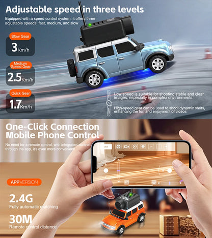 Ferngesteuertes Auto mit 720p Videokamera, steuerbar über VR und App 1:64