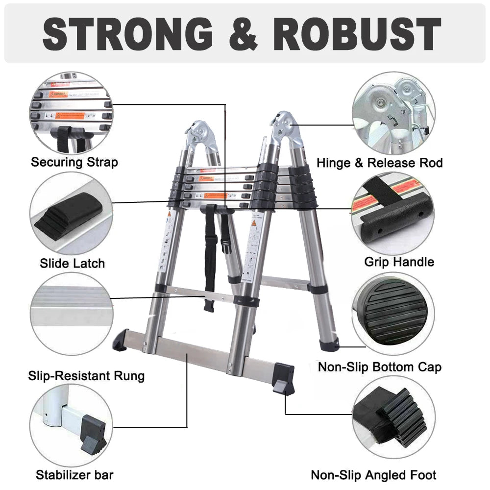 Mehrzweckleiter aus Aluminiumlegierung/Edelstahl 3,8m/ 5m