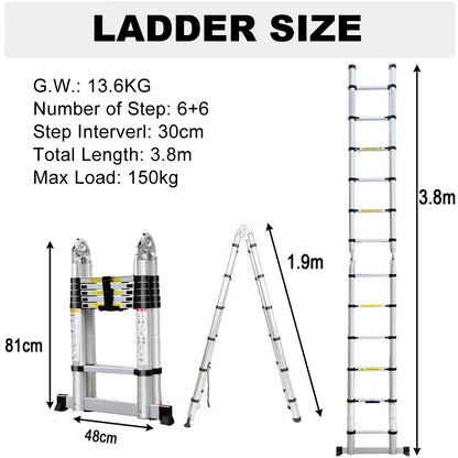 Mehrzweckleiter aus Aluminiumlegierung/Edelstahl 3,8m/ 5m